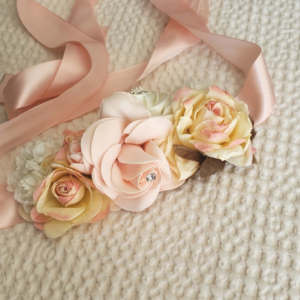 Floral Belly wrap belt pregnancy bow for baby shower